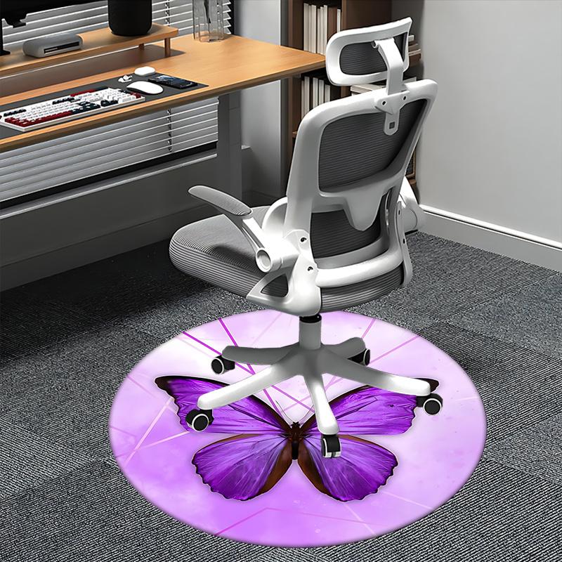 

Purple Butterfly Chair Mat Home Decor, Sofa Rug, Office Carpet Gift for All Rooms 80cm