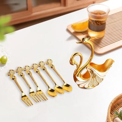 Coffee Dessert Spoon Set with 3 Spoons And Forks for Scrambled Eggs Fruit