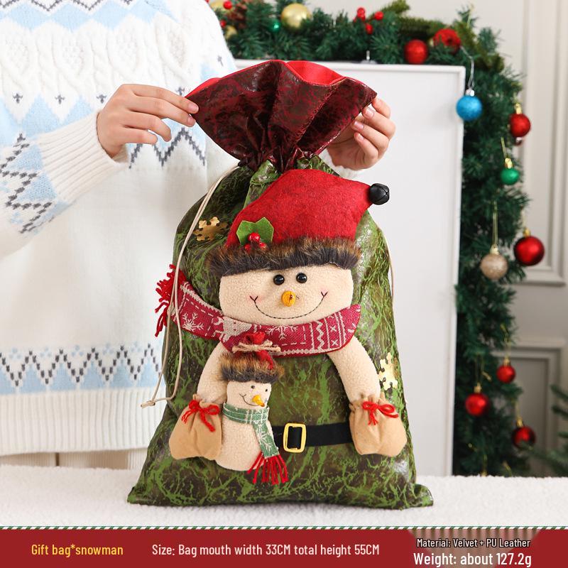 Large Santa Claus Christmas Eve Gift Bag with Pocket for Decorations