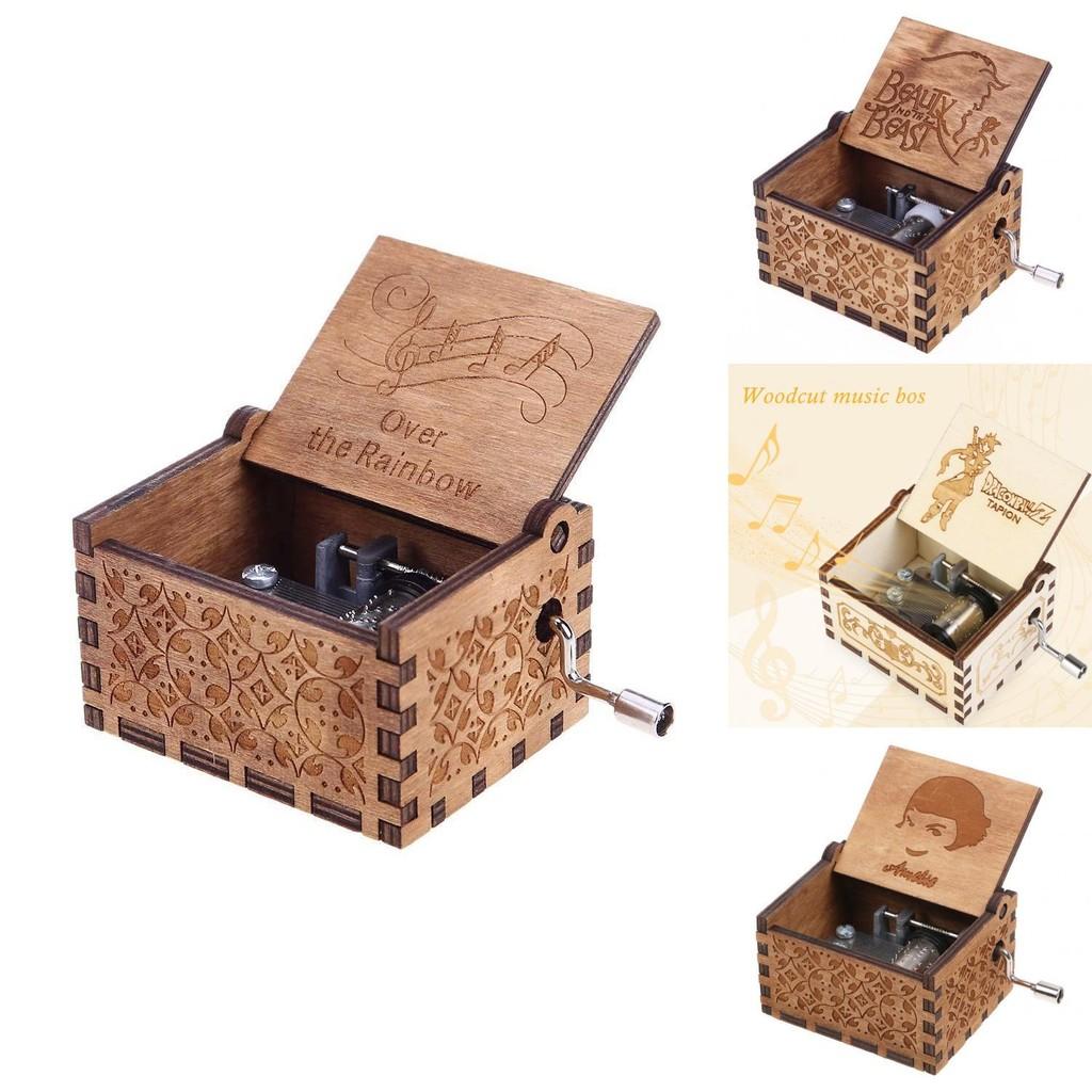 Handcrafted Retro Music Box Carved Wood Music Case Perfect For Xmas And Birthdays