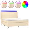 Sommier à lattes - Maison Exclusive - 180x200 cm - Tissu Crème - LED Colorée