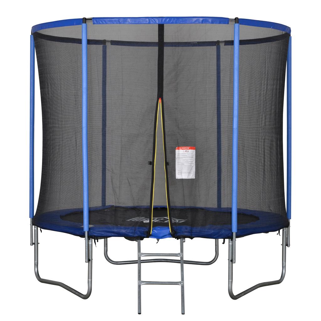 Outdoor Elastic Trampoline, Elastic Mat for Adults for Garden with Safety Net and Padded Edge, Garden and Home Games, Ø244x240cm, Blue and Black
