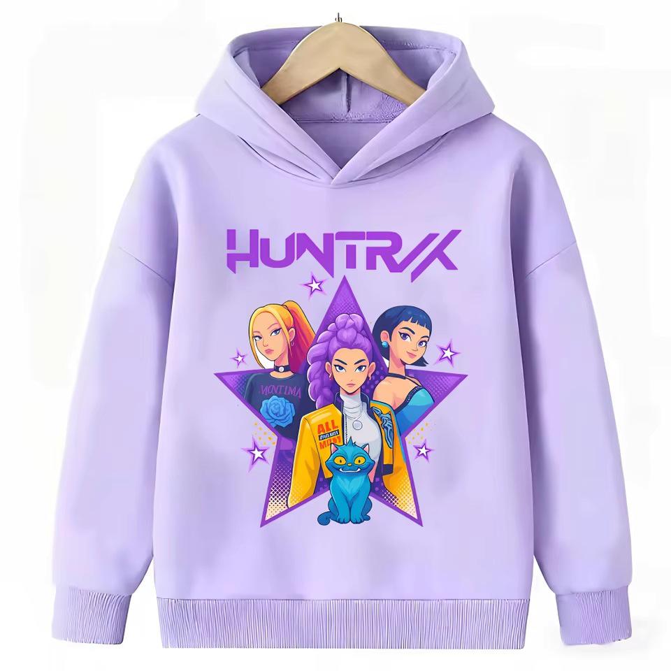 2026 Kinder Kpop Dämonenjäger Lila Hoodie - Warm, Lässig und Locker geschnitten für Jungen & Mädchen