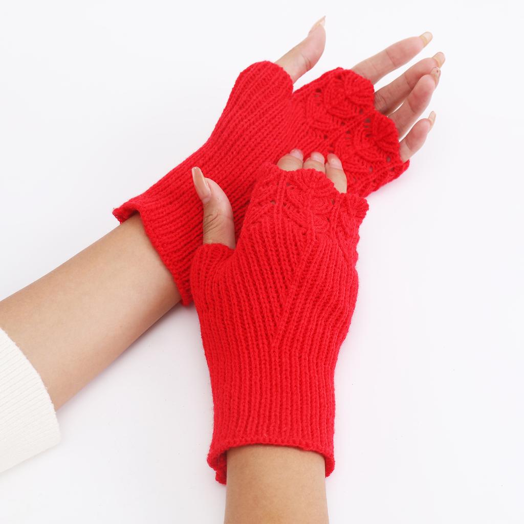 Botvotee Sleeves for Women Arm Warmers Free Shipping Y2k Accessories Burgundy Knit Winter Fingerless Gloves Fashion Arm Guard