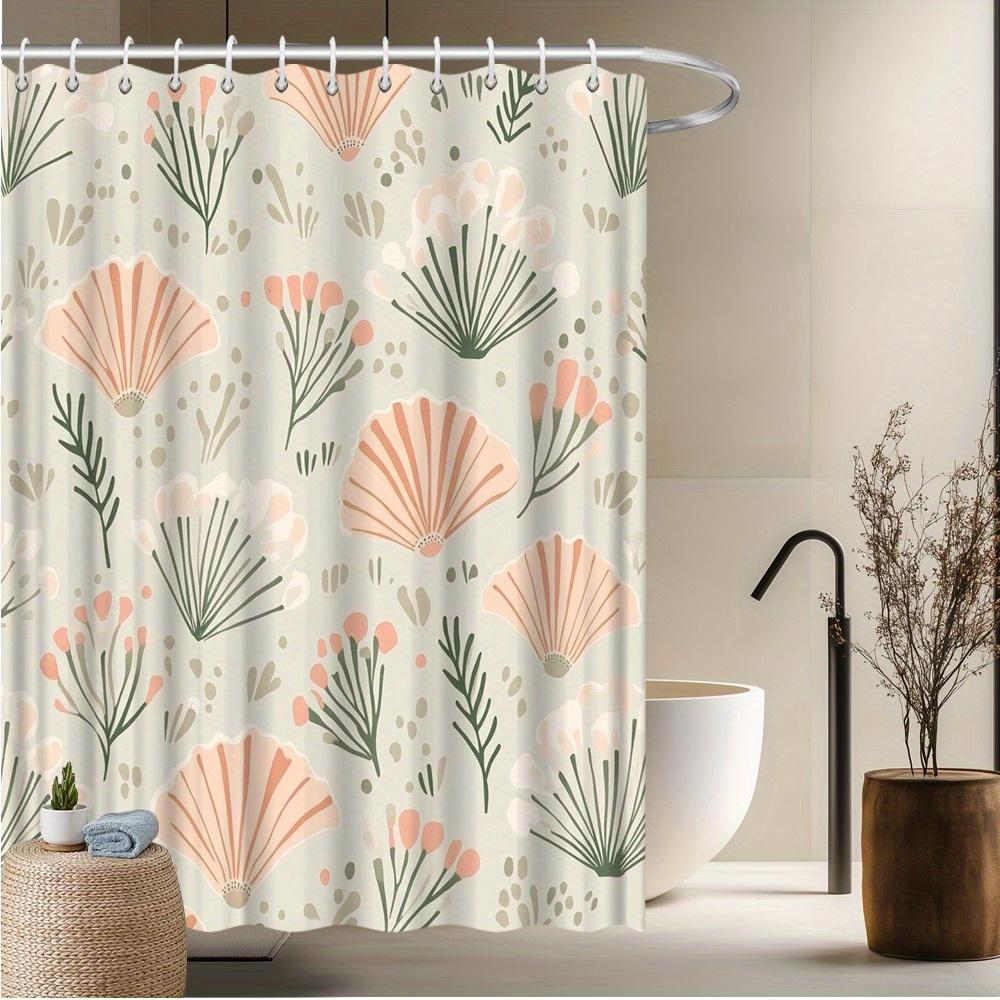

Floral Shower Curtain, Abstract Watercolor Botanicals, Light Beige Palette, Polyester,Elegant Modern Bath Decor W60H190(CM)-1 Pcs