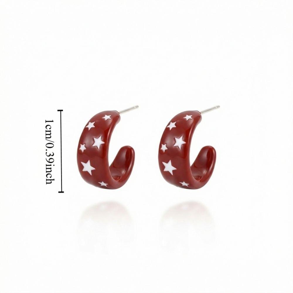 Enamel Drip Oil Star Hoop Earrings Vintage Colorful Dripping Earrings  Party