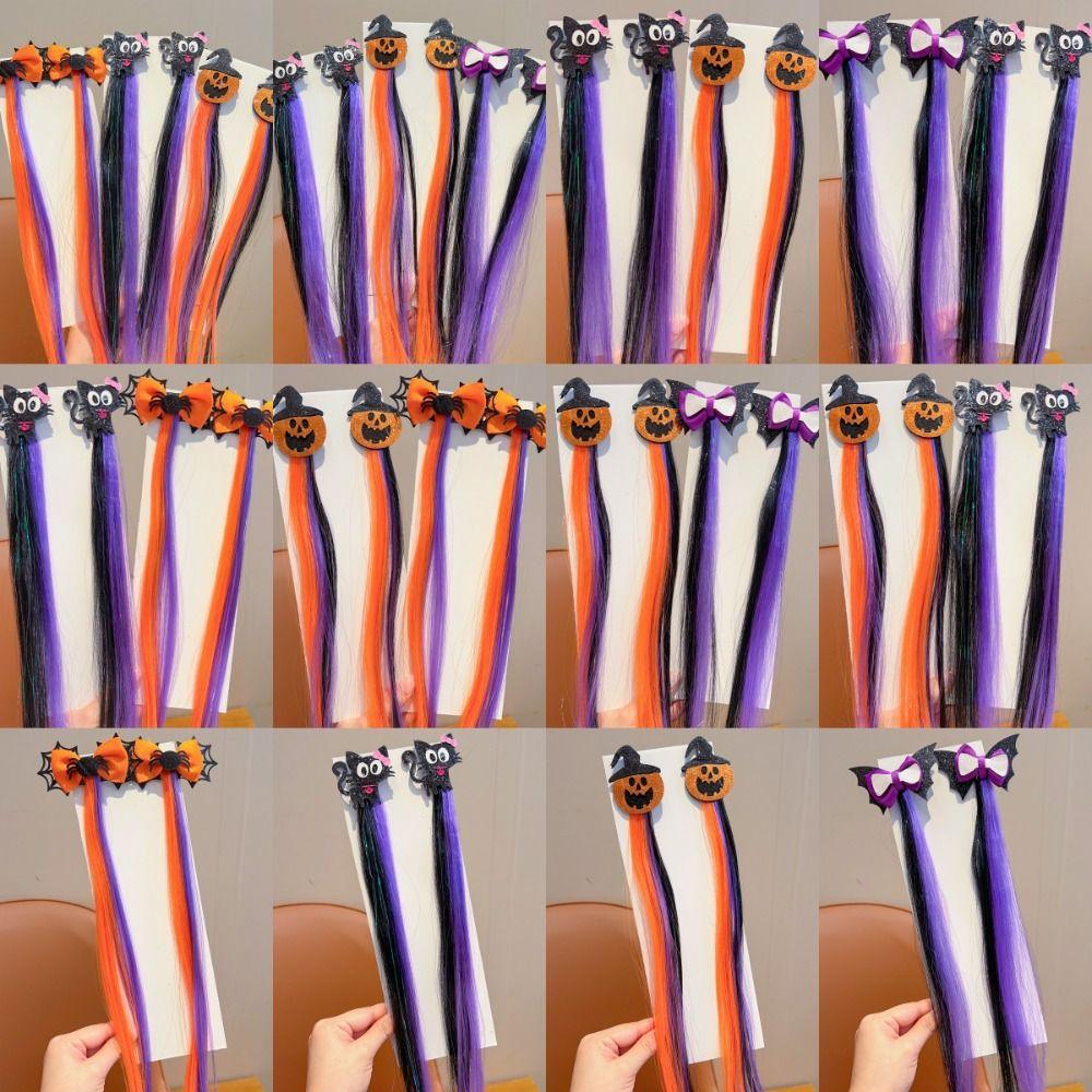 1/2/3 Pair Gradient Colored Halloween Wig Hairpins Party Atmosphere Headwear Halloween Party Use