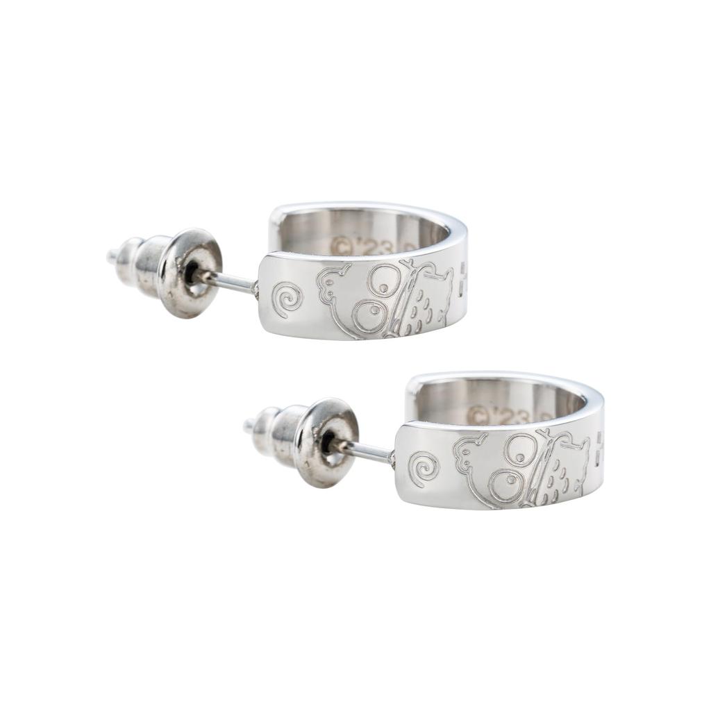 [White Clover] Hangyodon Sanrio Characters Stainless Steel Earrings Half Hoop (2 Pieces/for Both Ears) SAST-P007SV
