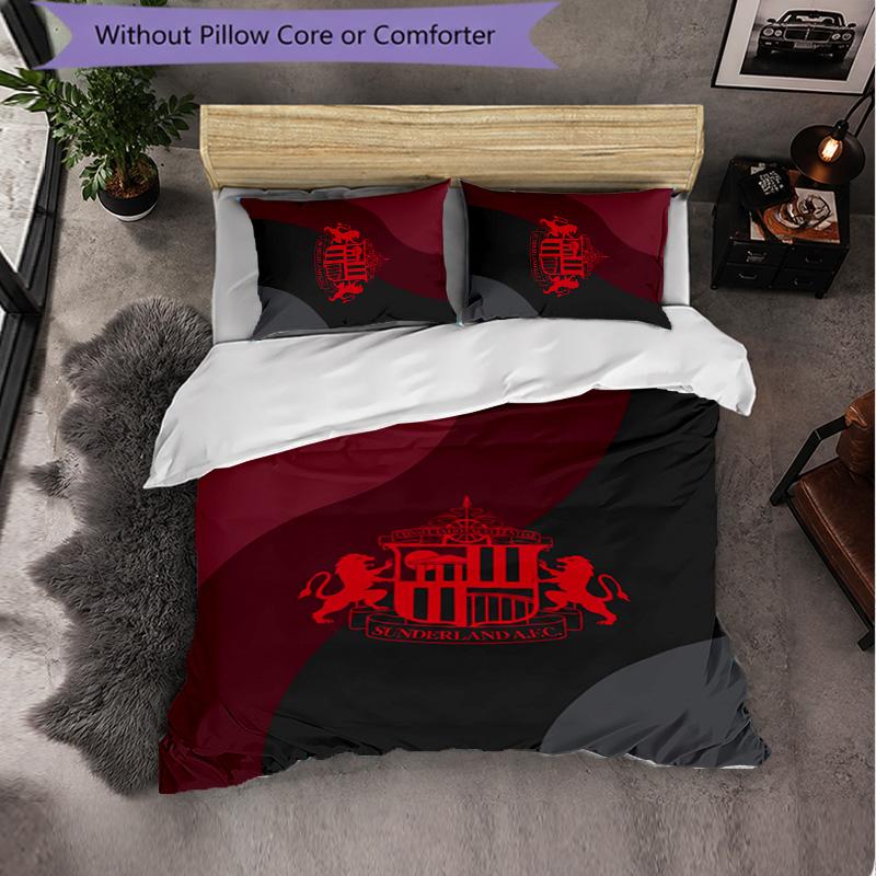 Set Biancheria da Letto a 3 Pezzi Sunderland Football Morbido Set Copripiumino con Federe Set Decorazione Camera da Letto per la Casa