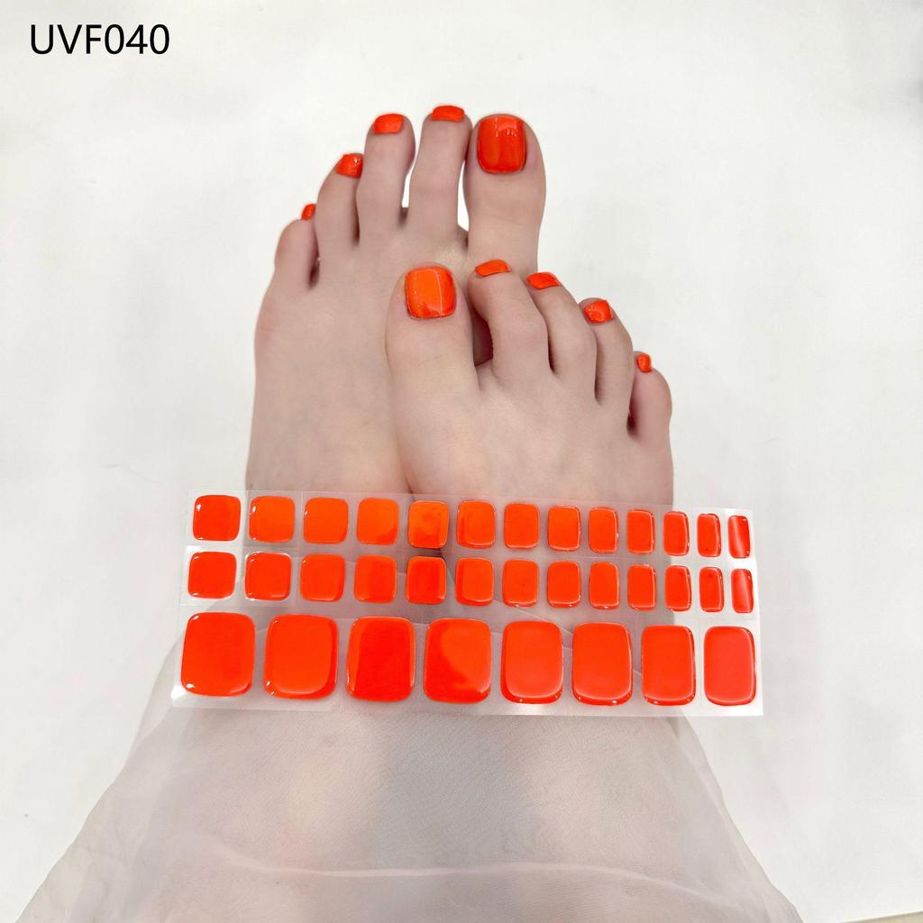 Gel Toe Nail Art Stickers - Semi-Cured UV Lamp Foot Nail Polish Stickers