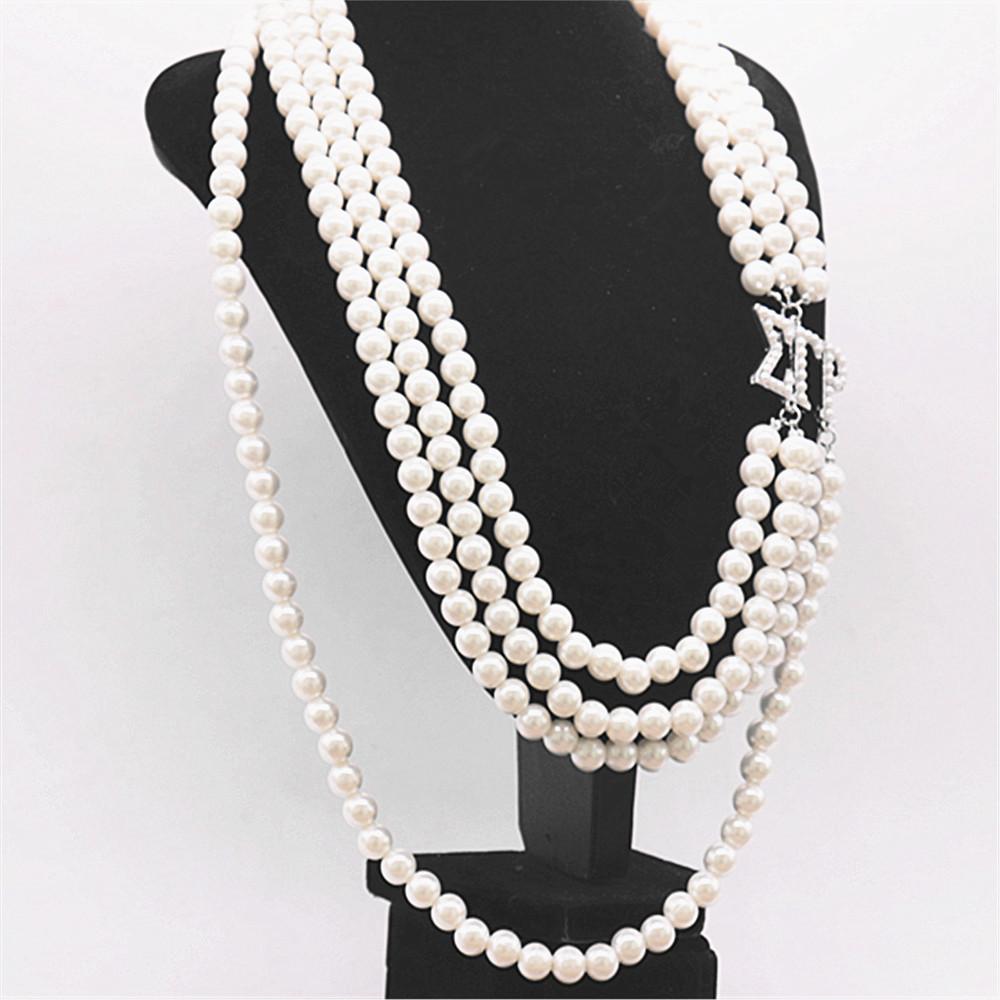 Jewelry Necklace Wholesale Greek Letter SGR Sorority Pearl Sigma Gamma Rho Statement Necklace for Women белый
