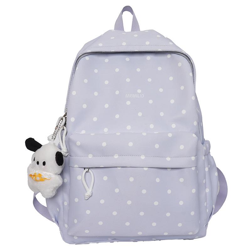 Schoolbag Japanese Fresh Polka Dot Backpack Female Nylon Waterproof Scratch-resistant Wear-resistant Schoolbag Large Capacity Junior High School