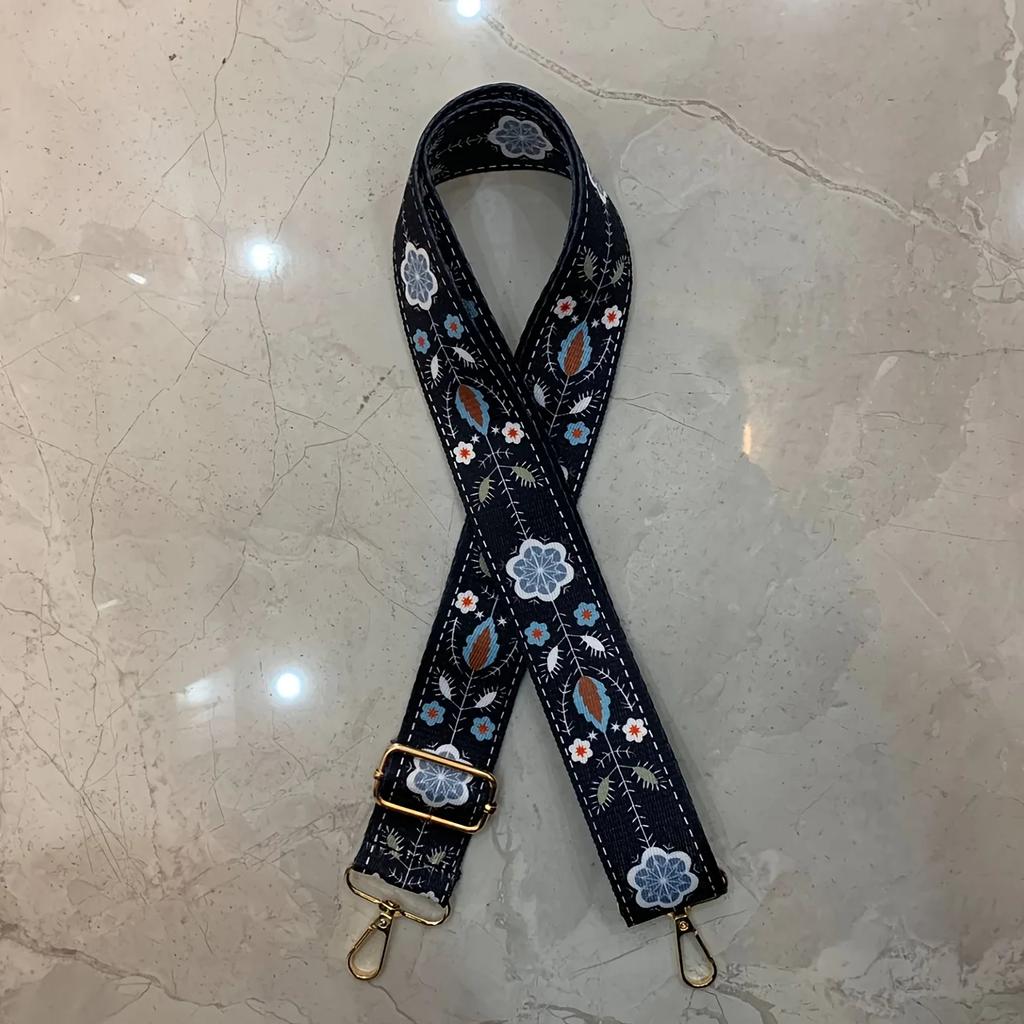 Blommigt Mönster Justerbar Bred Axelrem för Handväskor - Nylon Crossbody-väska, Avtagbar Design, Handväsktillbehör