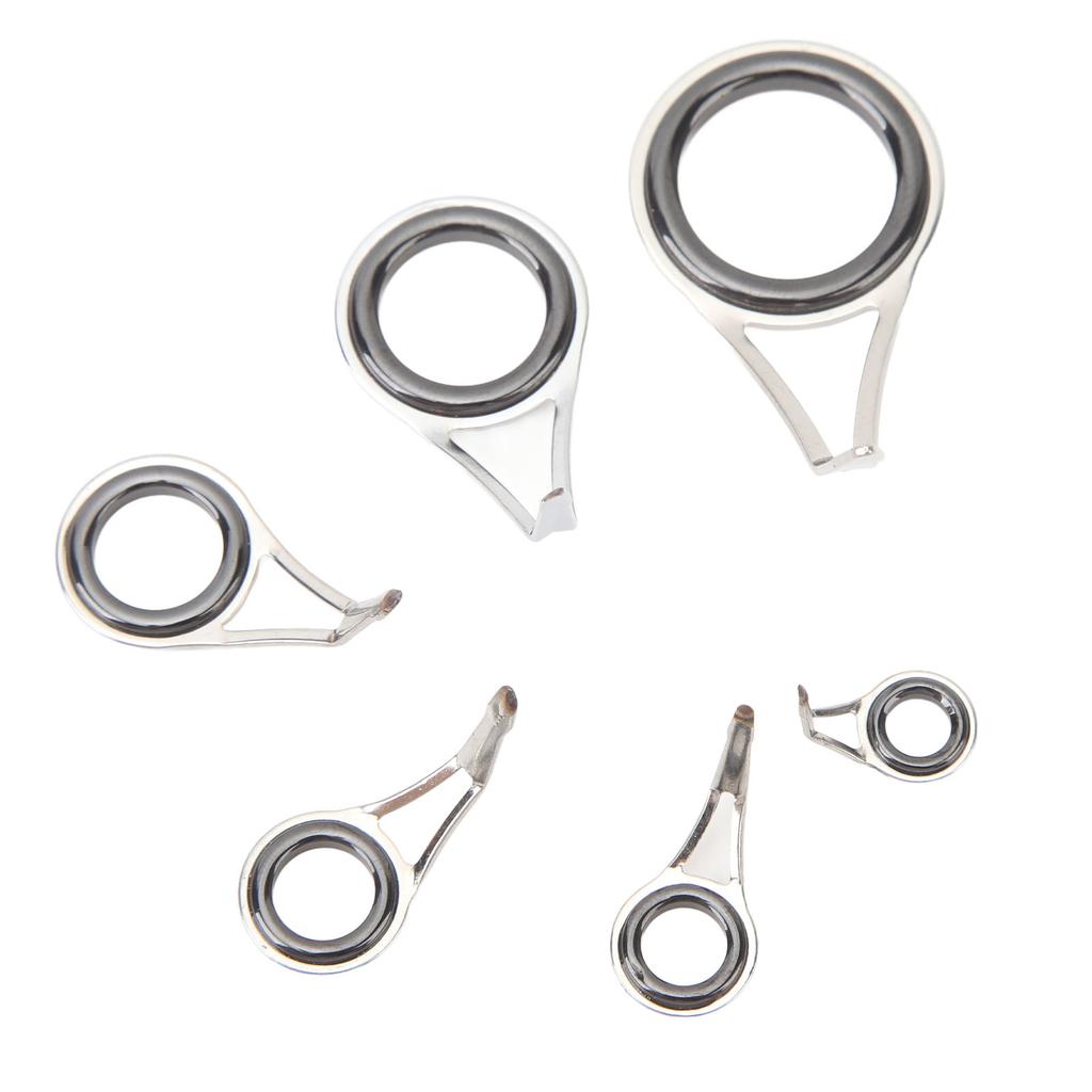 6PCS Rod Guide Rings Tip Repair Kit Stainless Steel Ceramic Various Size Fishing Accessory for DIY Rod Fishing Pole