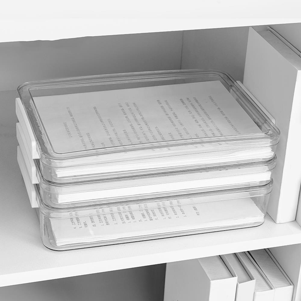 Transparent Desktop File Storage Box With Lid Document Organizer Case Desk Paper Container School Office Supplies Stationery