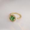 Emerald Rotating Ring Necklace: Japanese & Korean Style Zircon Titanium Steel Clavicle Chain
