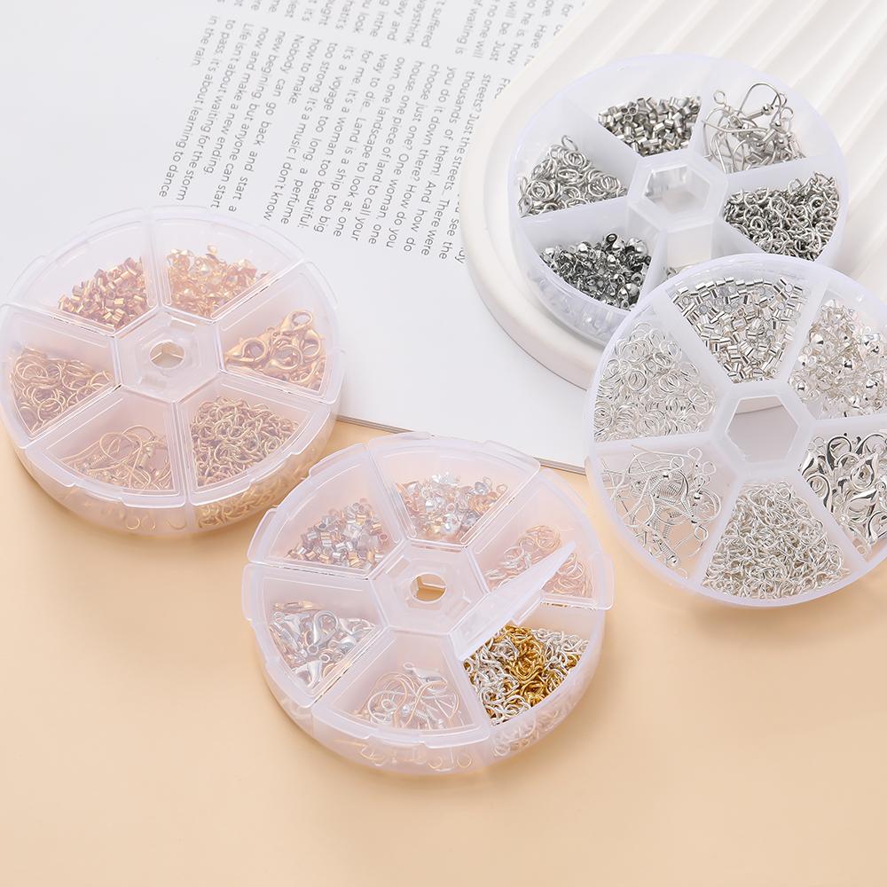 6Grids Alloy Accessories Jewelry Findings Set Repair Tools Lobster Clasp Open Jump Rings Earring Hooks for DIY Jewelry Making