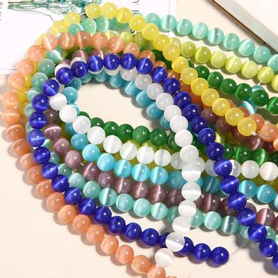Heimpartyzubehör Anhänger 100-50 Stück 4-8 mm DIY für Runde Natürliche Katzenaugenopal Schmuckherstellung Lose Perlen Halskette Armband