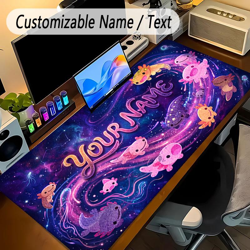 Astronaut Space Theme Personalized Mouse Pad Custom Name Text Non Slip Desk Pad For Laptop Office Desktop