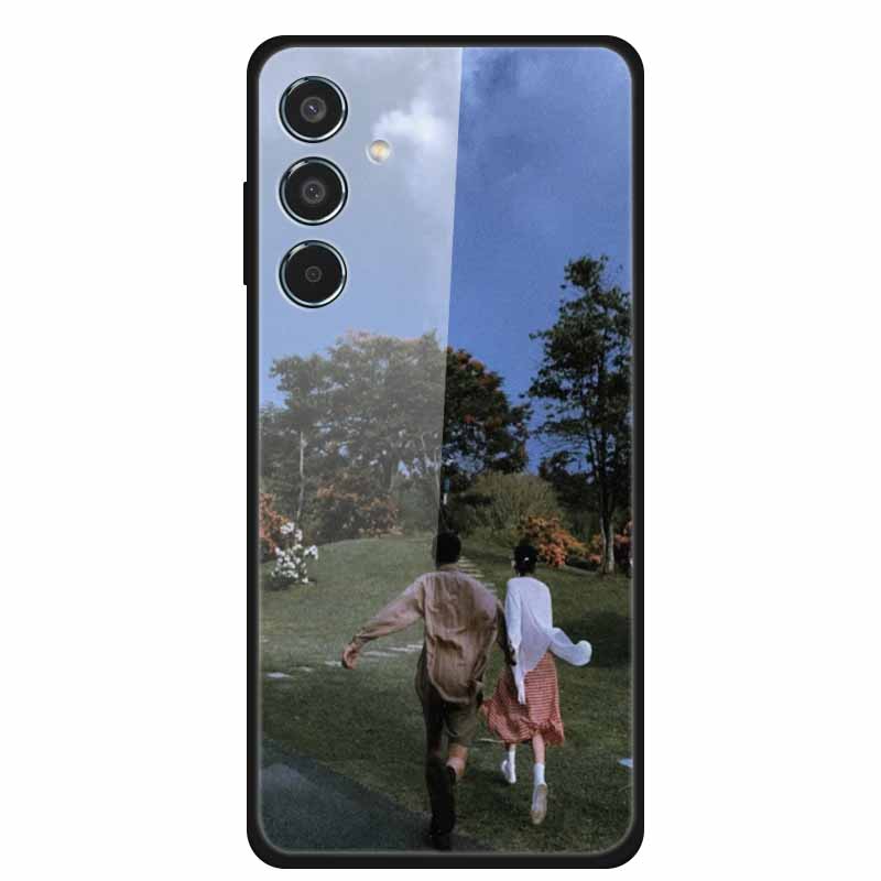 Glass Cellphone Case For Samsung Galaxy M35 Hard Plastic Back Cover For Samsung M 35 Flowers Painted Cases Fundas Shell Shield