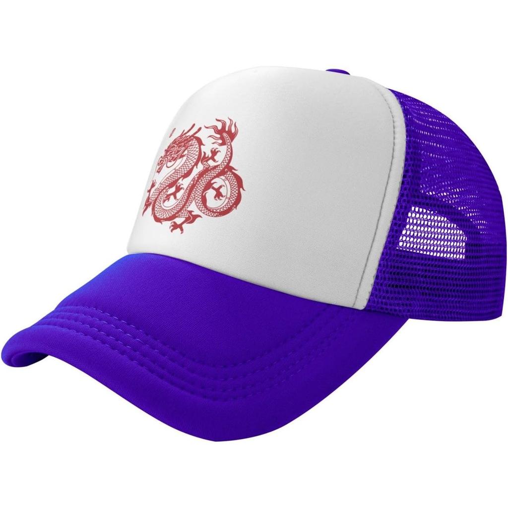 Chinese Dragon Trucker Hat Unisex Mesh Baseball Snapback Cap Breathable Adjustable Outdoor