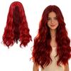 Parrucca Lunga Rossa da Donna con Riga Lunghezza Naturale Aspetto Capelli Parrucca da Costume