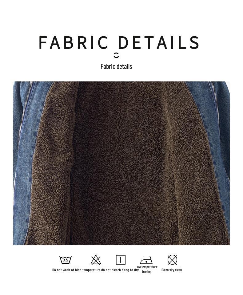 Men's 2025 Winter Lambswool Collar Denim Jacket - Thick, Warm, Cotton-Padded, Plus Size