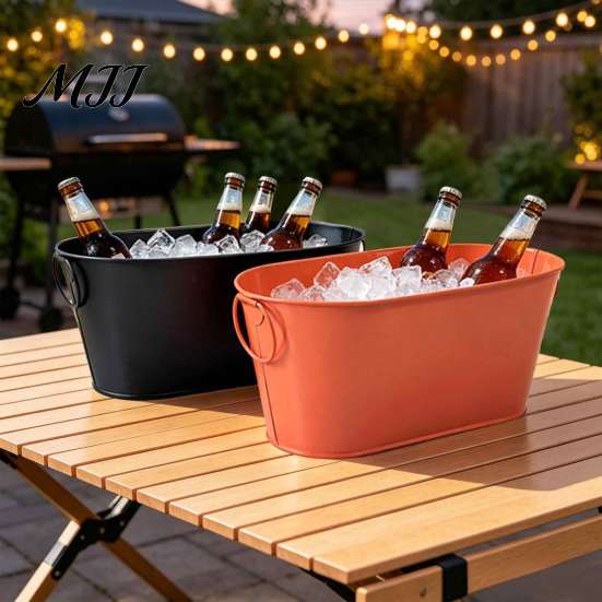Langlebiger Metall-Aufbewahrungseimer Eisbehälter für Partys, Tragbare Getränketonne mit Griffen, Großer Picknick-Servierbehälter Bier Champagner Cocktail,