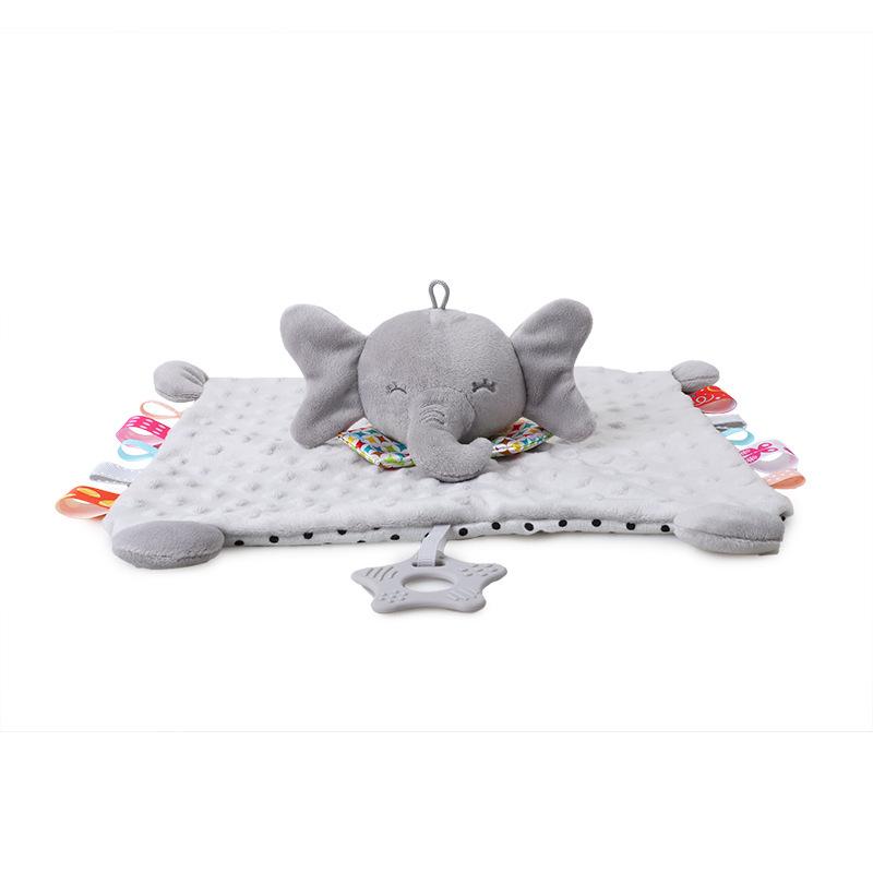 bbsky Cute Cartoon Animal Baby Soothing Towel with Plush Toy 