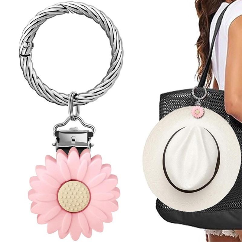 Versatile Keychain Bag Decoration Daisy Hat Clip Silicone Travel Accessory for Attaching Hat to Bag or Suitcase