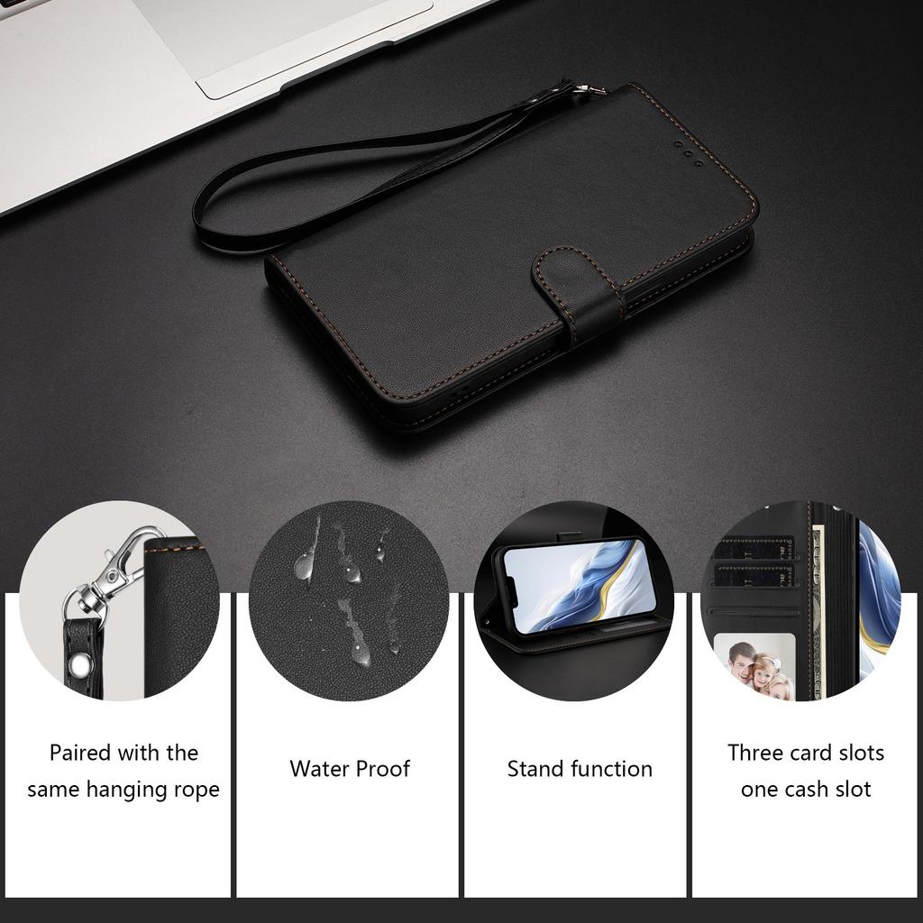 For Samsung Galaxy A16 5G/Galaxy A16 4G Leather Case Wallet Stand Phone Cover with Wrist Strap
