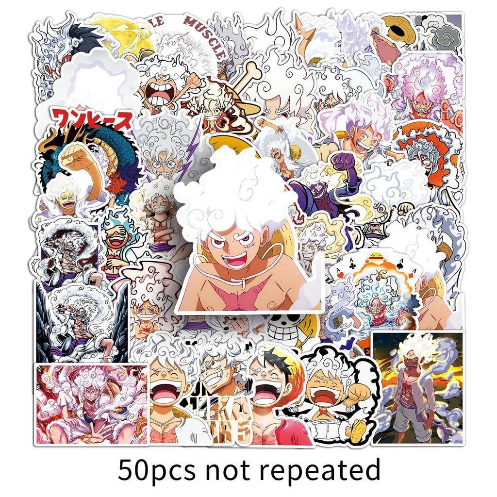 50 Five-level Luffy Graffiti Stickers Cartoon Japanese Comic One Piece Decoration Decorative Water Cup Mobile Phone Case Stickers