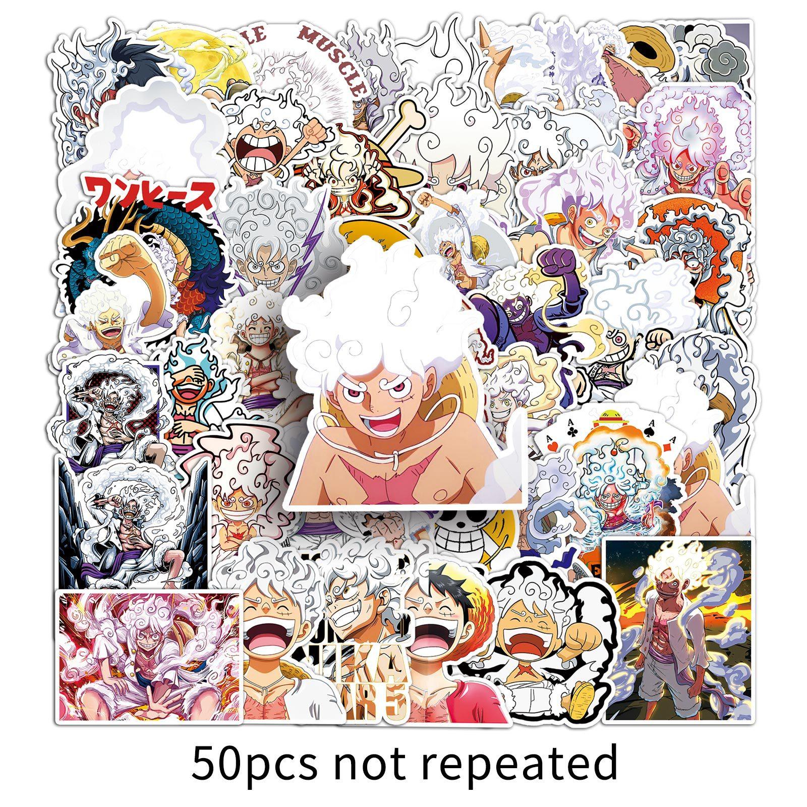 

50 Five-level Luffy Graffiti Stickers Cartoon Japanese Comic One Piece Decoration Decorative Water Cup Mobile Phone Case Stickers