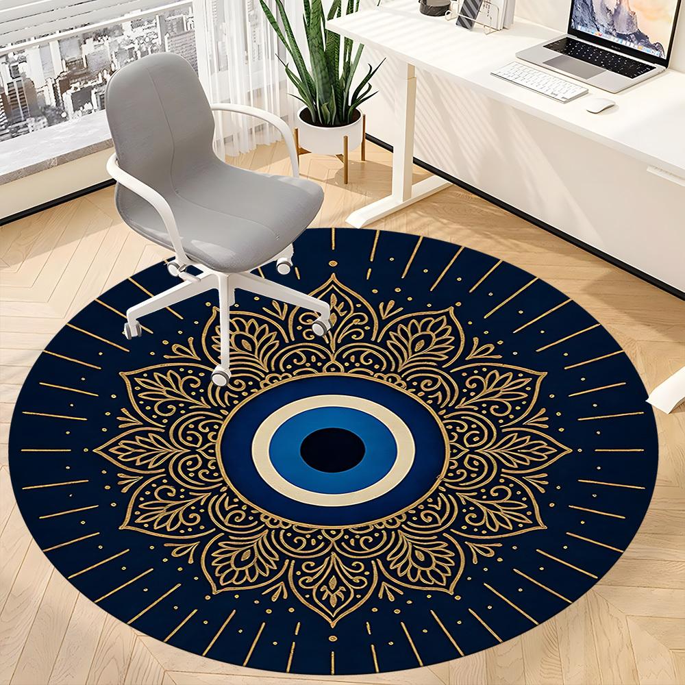 1pc Eagle Eye Mandala Office Round Area Rug, Indoor Mat Suitable For Office, Under Office Chairs Bedroom Living Room Home Decor, Room Deco