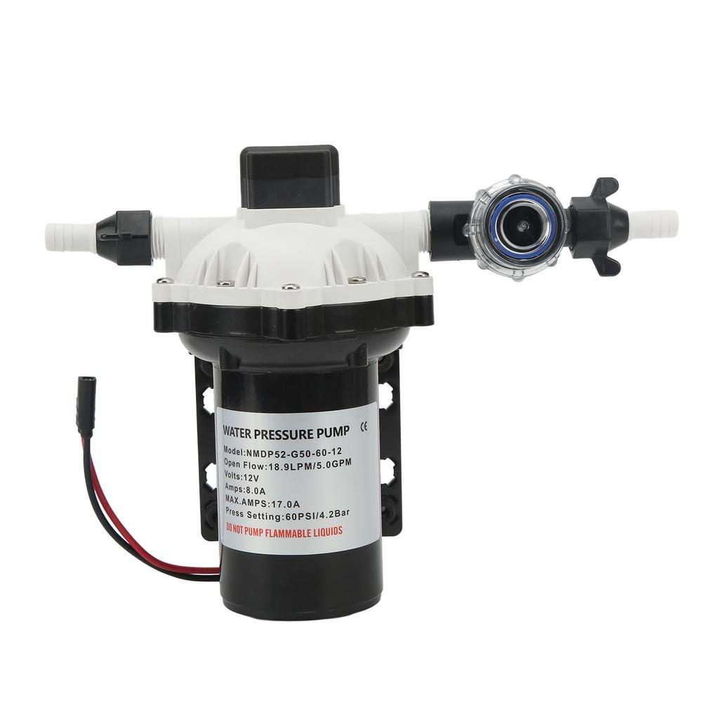 12V Self Priming Diaphragm Pump High Flow 5.0GPM 60PSI Efficient Water Pump for RV Yacht