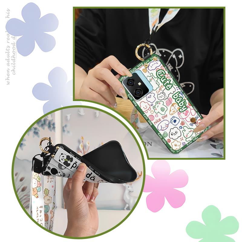 Silicone Kickstand Phone Case For Blackview Oscal C70 Shockproof Phone Holder Ring Lanyard Wristband Fashion Design Cute