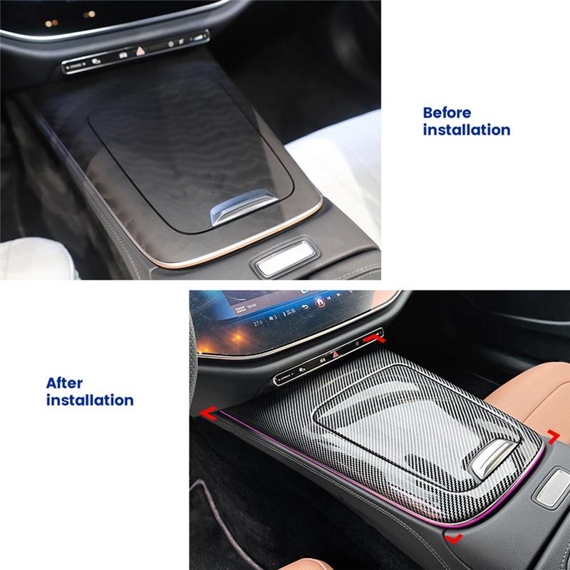 Car Central Control Storage Box Panel Trim Cover Stickers For Mercedes Benz E Class W214 2024+ E260 E30