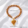 European and American retro amber ins big love pendant necklace, simple and exaggerated Maillard smudged round bead necklace