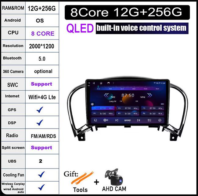 9" 2.5D Screen Android 14 Auto Multimedia Navigation GPS Auto Radio Video Stereo For Nissan Juke YF15 2010 2012 2013 2014