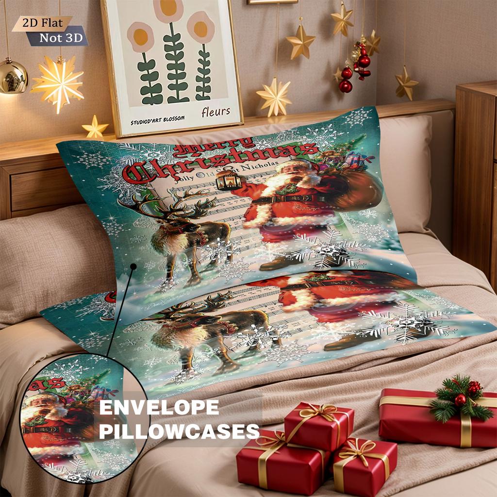 3pcs Santa Claus print coreless duvet set multi size bedroom dormitory bedding holiday decoration machine washable