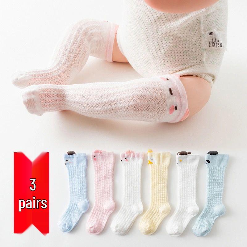 Unisex Baby Mosquito-Proof Cotton Socks, Breathable Summer Long Style, Newborn Mesh Air Conditioning Socks