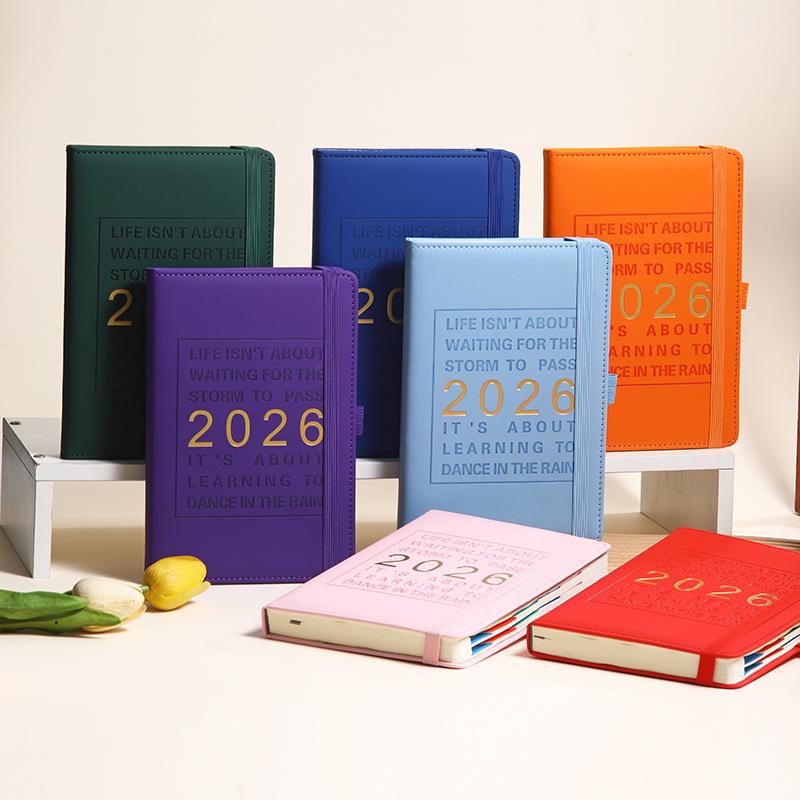 2026 A5 Englischer Jahresplaner mit Gummiband - Kreatives Notizbuch