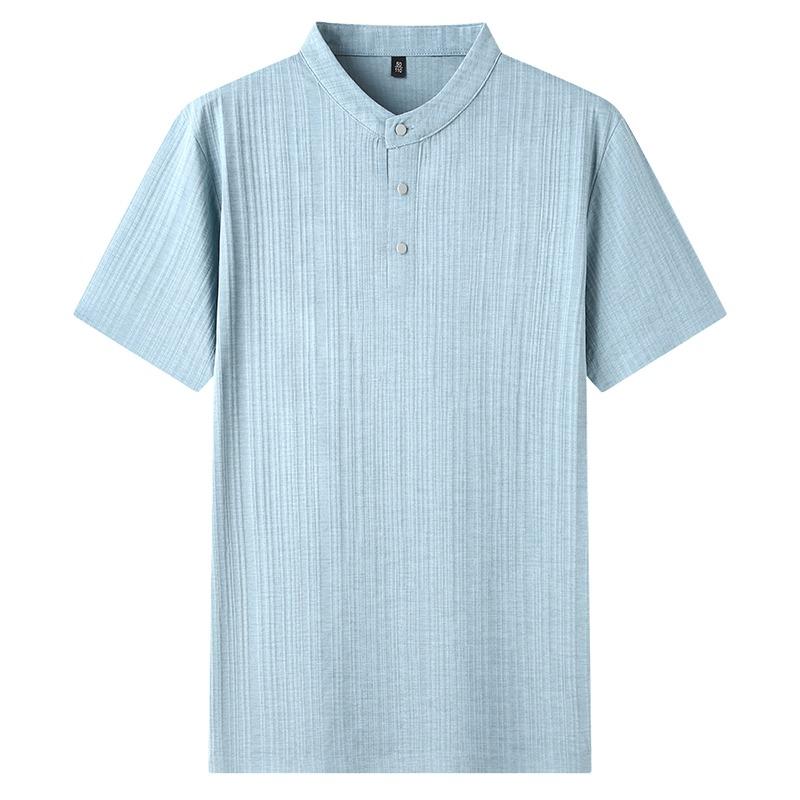 

Men s Henley Shirts Short Sleeve Casual Basic Henley Tee Summer Button Lightweight Stretch T Shirts 4XL синій