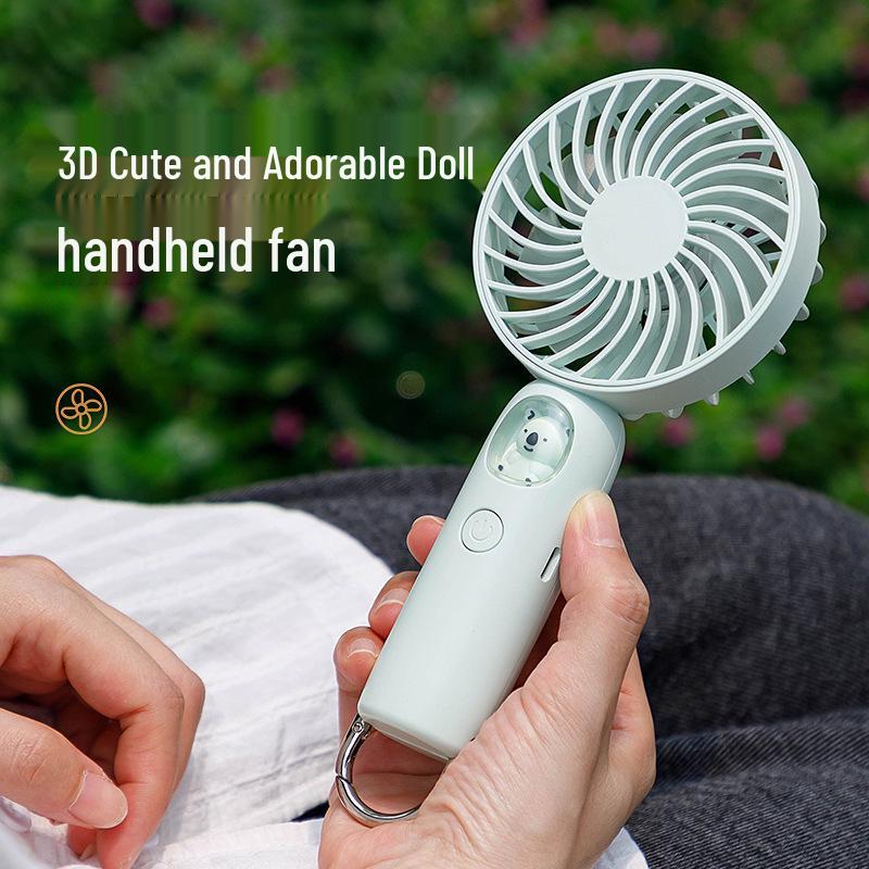 Cartoon USB Rechargeable Mini Handheld Fan - Cute, Strong Wind, Portable Outdoor Use