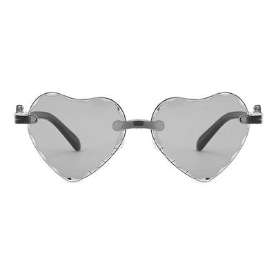 Kids Heart Shape Sunglasses Rimless Frame Tint Clear Lens Colorful Sun Glasses