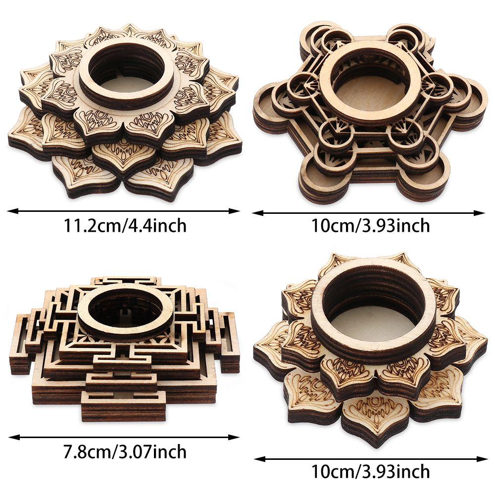 Wood Crafts Lotus Pattern Crystal Carving Wooden Ornaments Crystal Ball Base Meditation Decor Wood Base