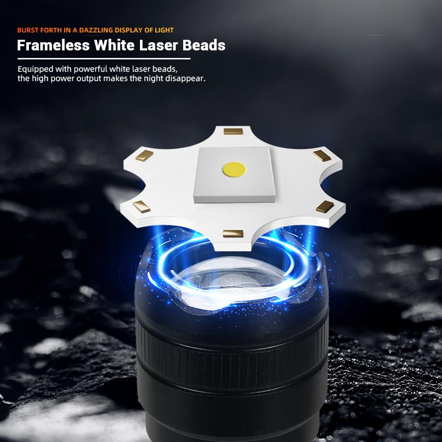 Portable LED Flashlight with Built-in Battery USB Rechargeable Flash Variable Focus Waterproof Lantern Outdoor Camping Torch