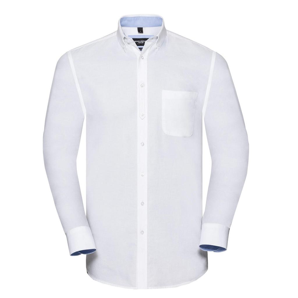 Russell Collection Mens Oxford Tailored Long-Sleeved Shirt