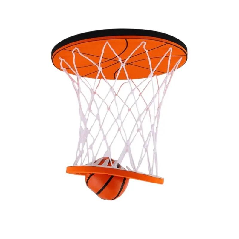Hanging Indoor Basketball Hoop, Mini Ceiling-Mounted Basketball Goal with Net Ball, Portable Small Bifold Design for Bedroom, No Assembling