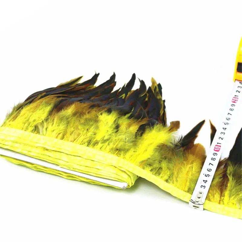 

1Meters Natural Chicken Pheasant Feathers Fringe Trims Ribbon Decor Feather Trim Rooster Feather for Crafts Ribbon Skirt Dress жёлтый